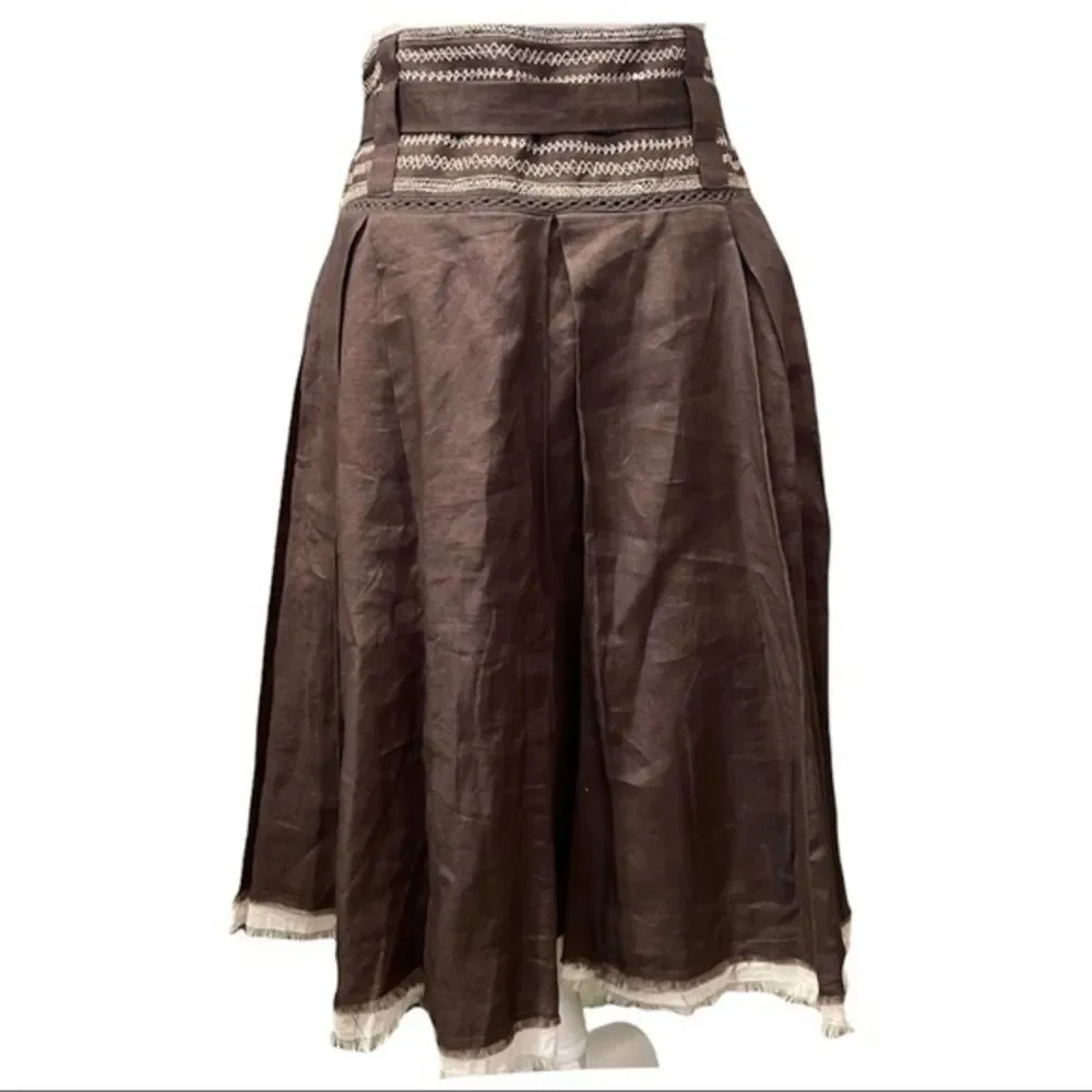 Zara Boho Chic Brown Fringe High Waisted Skirt - Size Small - Picture 3 of 4